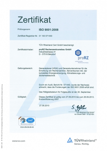 proRZ Rechenzentrumsbau setzt weiterhin auf hohen Qualitätsanspruch
