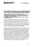 Continental hebt Jahresprognose aufüber 25 Milliarden Euro Umsatz und 9 Prozent bereinigte EBIT-Marge an