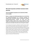 Microsoft Corporation zertifiziert windream GmbH abermals