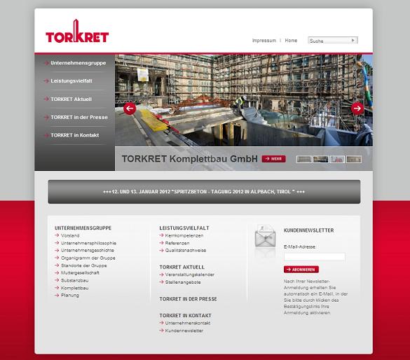 Neuer Look für Website der TORKRET AG