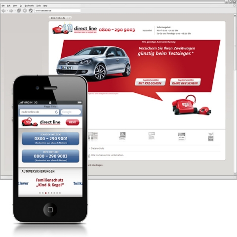 Kfz-Versicherung to go: Direct Line geht mit mobiler Website an den Start