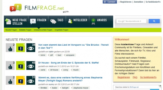 Neues Portal FILMFRAGE.net hat die Antworten auf alle Fragen rund um Kino, Film und TV