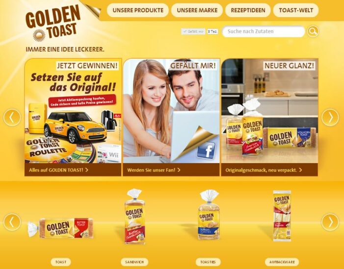 Lieblingsprodukte, Rezepte und vieles mehr –  die GOLDEN TOAST-Homepage erstrahlt in neuem Design