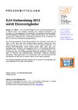 DJV-Verbandstag 2012 wählt Ehrenmitglieder