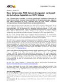 Neue Version des AXIS Camera Companion verdoppelt die Aufnahme-Kapazität von HDTV-Videos