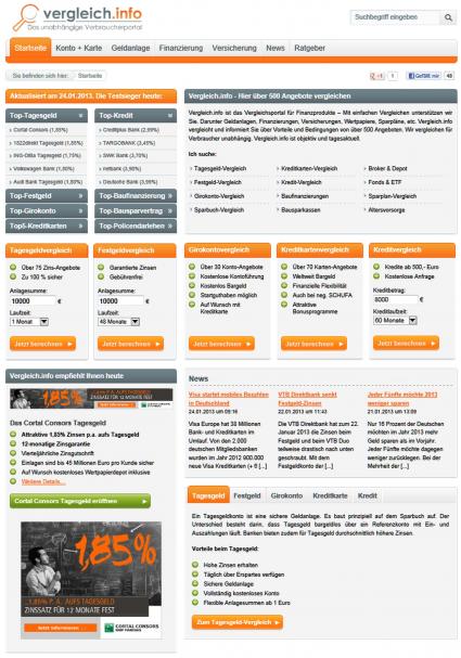 Verbraucherportal Vergleich.info relauncht Webauftritt – Neue Funktionen, persönlicher Nutzerservice, mehr Vorteile für Verbraucher / Über 500 Angebote von Banken und Finanzinstituten unter der Lupe (BILD)