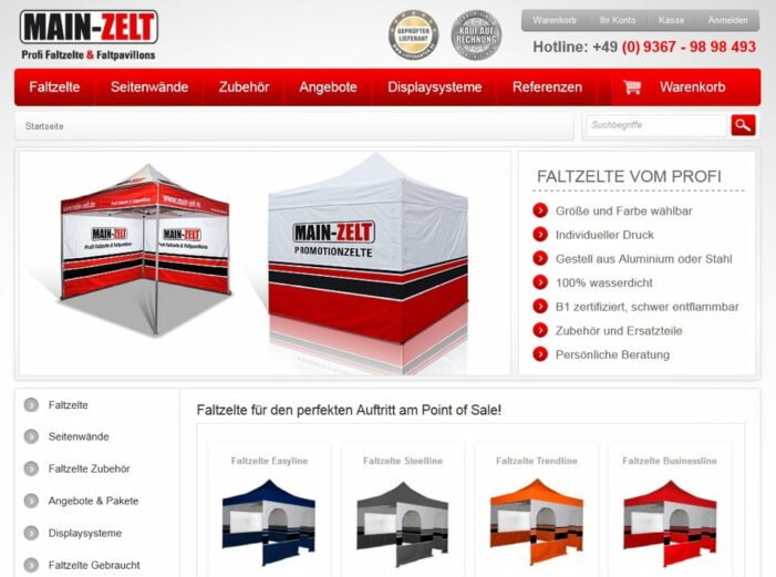 Main-Zelt startet mit neuem Online Shop