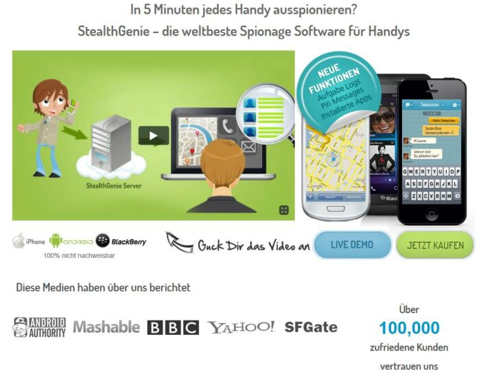 StealthGenie die NR.1 Handy Monitoringsoftware nun auch in Deutschland