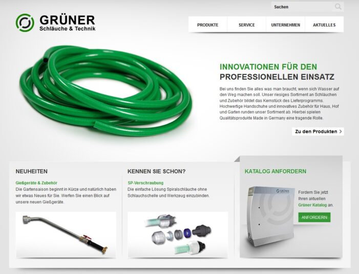 Schläuche und Armaturen für jeden Zweck: Grüner & Co. GmbH mit neuer Webseite