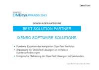 OpenText Best Solution Partner Award 2013