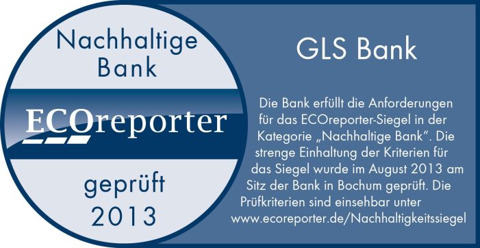 GLS Bank erhält das ECOreporter-Nachhaltigkeitssiegel (BILD)