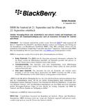BBM für Android ab 21. September und für iPhone ab 22. September erhältlich