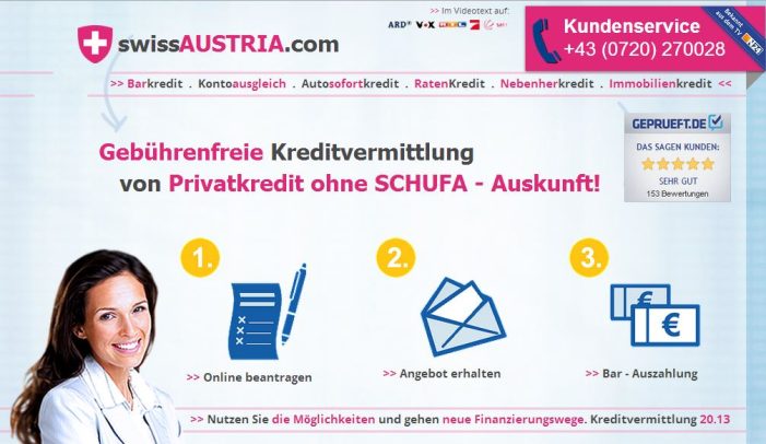 Der schnelle swissaustria – Kredit ohne Schufa – seriös & fair vermittelt