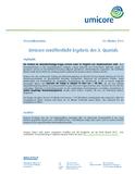 Umicore veröffentlicht Ergebnis des 3. Quartals