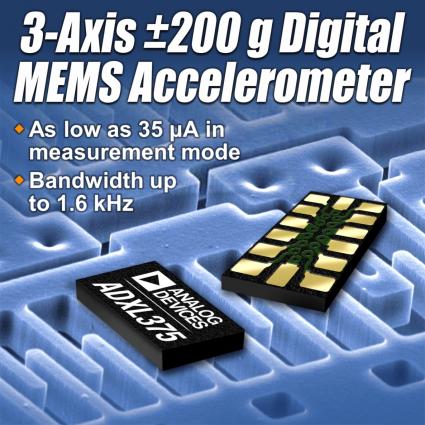 3-Achsen MEMS-Beschleunigungssensor für hohe g-Werte ermöglicht die Herstellung hochpräziser Systeme zur Erkennung von Aufprall-, Stoß- und Erschütterungs-Ereignissen (FOTO)