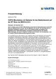 VARTA Microbattery mit Batterien für den Medizinbereich auf der WT Show der MEDICA 2013